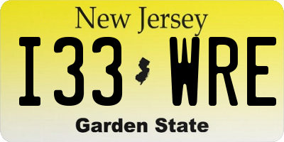 NJ license plate I33WRE