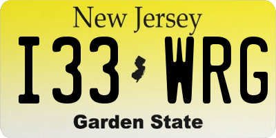 NJ license plate I33WRG