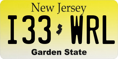 NJ license plate I33WRL