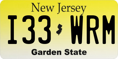 NJ license plate I33WRM