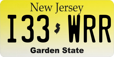 NJ license plate I33WRR