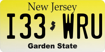 NJ license plate I33WRU