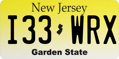 NJ license plate I33WRX