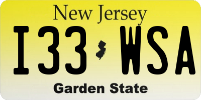 NJ license plate I33WSA