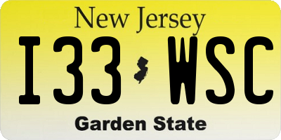 NJ license plate I33WSC