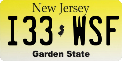 NJ license plate I33WSF