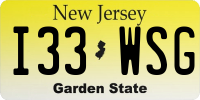 NJ license plate I33WSG