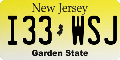 NJ license plate I33WSJ