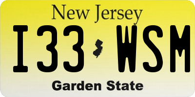 NJ license plate I33WSM
