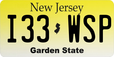 NJ license plate I33WSP