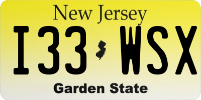 NJ license plate I33WSX