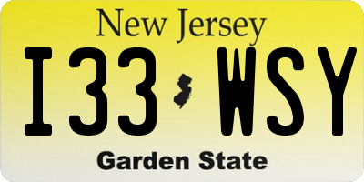 NJ license plate I33WSY