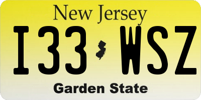 NJ license plate I33WSZ
