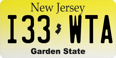 NJ license plate I33WTA