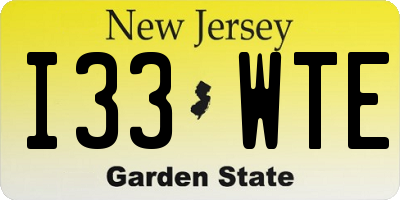 NJ license plate I33WTE