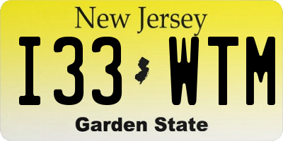 NJ license plate I33WTM