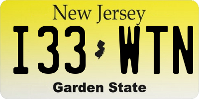 NJ license plate I33WTN
