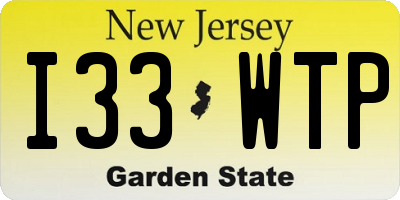 NJ license plate I33WTP