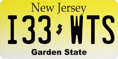 NJ license plate I33WTS