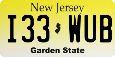 NJ license plate I33WUB