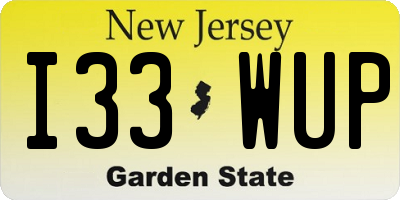 NJ license plate I33WUP