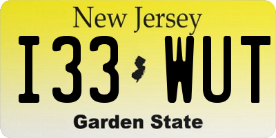 NJ license plate I33WUT