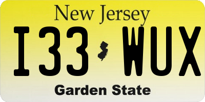 NJ license plate I33WUX