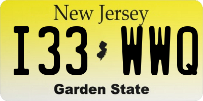 NJ license plate I33WWQ