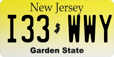 NJ license plate I33WWY