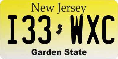 NJ license plate I33WXC