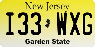 NJ license plate I33WXG