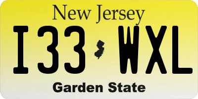 NJ license plate I33WXL