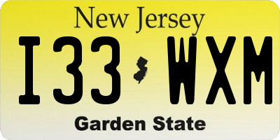 NJ license plate I33WXM