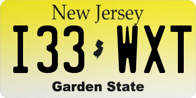 NJ license plate I33WXT