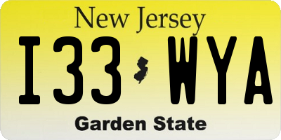 NJ license plate I33WYA