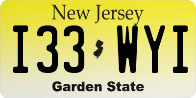 NJ license plate I33WYI