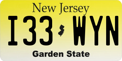 NJ license plate I33WYN