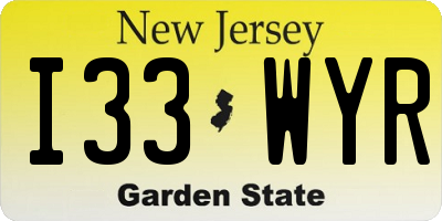 NJ license plate I33WYR