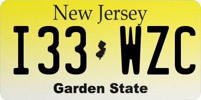 NJ license plate I33WZC