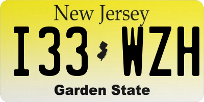 NJ license plate I33WZH