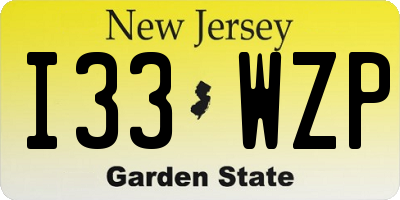 NJ license plate I33WZP