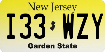 NJ license plate I33WZY