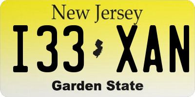 NJ license plate I33XAN