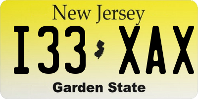 NJ license plate I33XAX