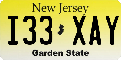 NJ license plate I33XAY