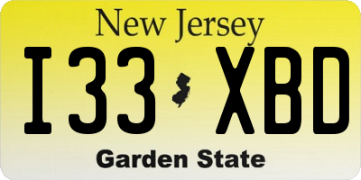 NJ license plate I33XBD