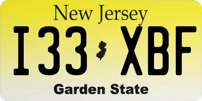 NJ license plate I33XBF