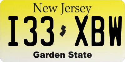 NJ license plate I33XBW