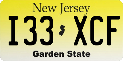 NJ license plate I33XCF