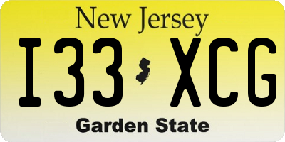 NJ license plate I33XCG